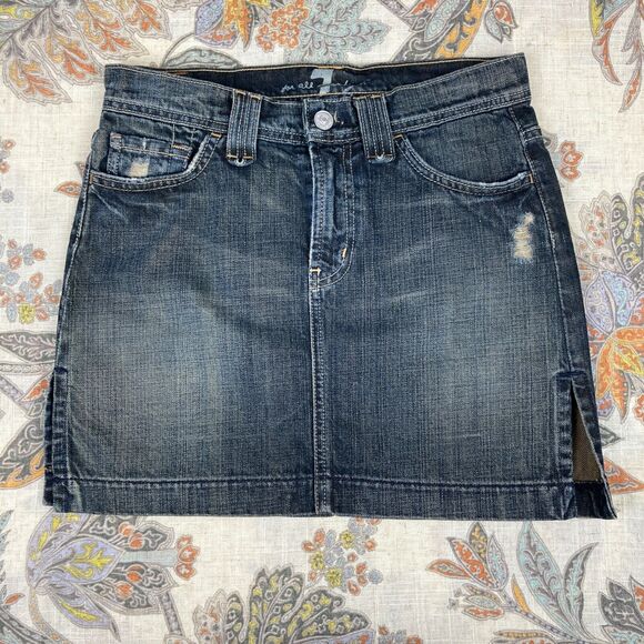 7 For All Mankind Rocker Women's Distressed Denim Mini Skirt Size 25 - Picture 2 of 10